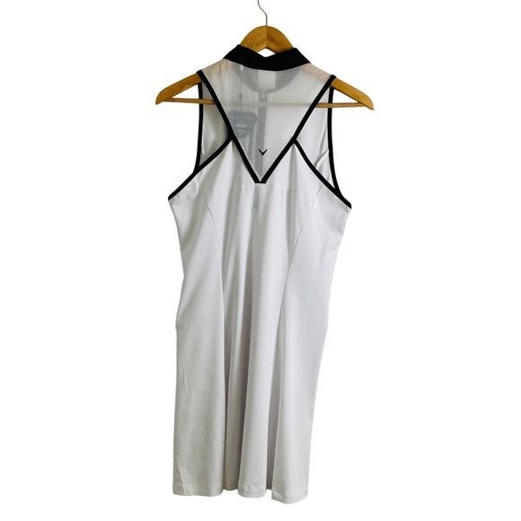 Callaway Sleeveless Golf Dress White Black Trim Zip Front Athletic - Picture 4 of 16